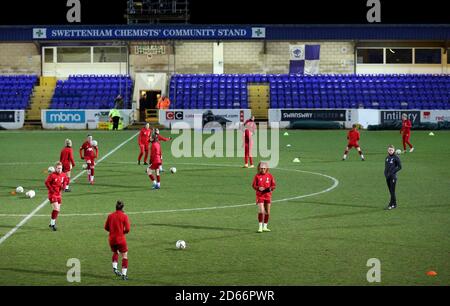 Liverpool Women's team warm up before the game Stock Photo