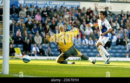 Blackburn Rovers' Roque Santa Cruz scores their second goal of the match Stock Photo