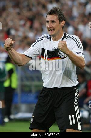 Germany's Miroslav Klose celebrates after scoring Stock Photo