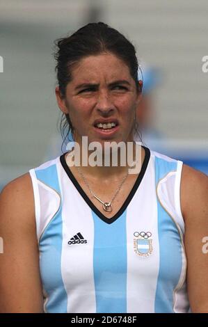 Argentina's Claudia Burkart at the Olympic Green Hockey Stadium during the fourth day at the 2008 Olympic Games in Beijing. Stock Photo