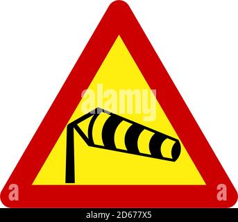 Warning sign with crosswinds symbol Stock Photo - Alamy