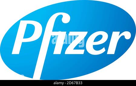 Logo of the U.S. pharmaceutical company Pfizer with seat in New York - United States. Stock Photo