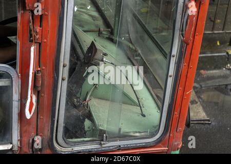 BEST mumbai public transport driver window Stock Photo