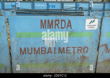 MUMBAI, INDIA - Oct 01, 2020: MMRDA Mumbai Metro under construction India Stock Photo