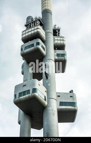 Žižkov Television Tower in Prague, Czech Republic Stock Photo