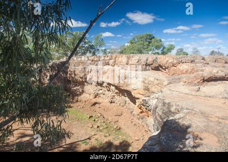 Skull Hole, site of an Aboriginal massacre, Bladensburg National Park, Winton, Outback Queensland. Stock Photo