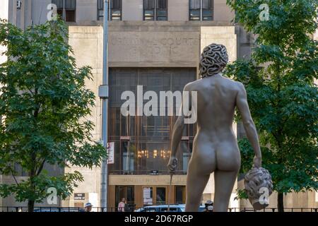 New York City, United States. 14th Oct, 2020. View of the newly installed statue of 'Medusa With The Head of Perseus' by Argentine-Italian artist Luciano Garbati at the Collect Pond Park in New York City. Credit: SOPA Images Limited/Alamy Live News Stock Photo