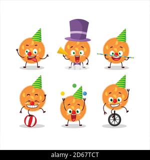 Cartoon character of orange pie with various circus shows Stock Vector