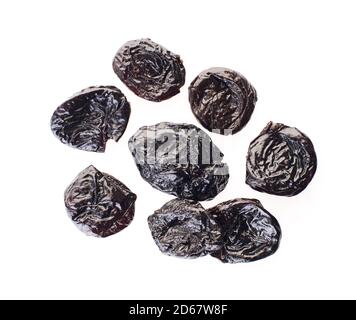 prunes with clipping path on a white isolated background Stock Photo