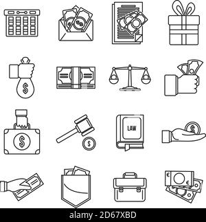 Corruption bribery icons set. Outline set of corruption bribery vector icons for web design isolated on white background Stock Vector