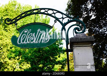 Vichy , Auvergne / France - 09 20 2020 : celestins text and sign logo of source mineral water for treatment in Vichy town France Stock Photo