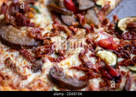 Homemade Pizza. A wonderful mix of flavors and colors. Stock Photo