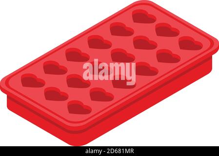 Hearts ice tray icon, isometric style Stock Vector