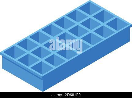 Ice cube tray kitchen icon, isometric style Stock Vector