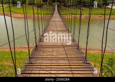 Beautiful of rope bridge in Kaeng Krachan National Park, Phetchaburi, Thailand Stock Photo