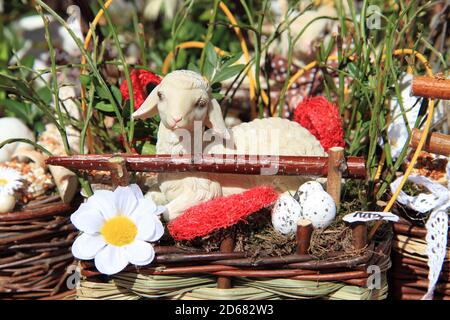 small sheep as nice czech easter background Stock Photo