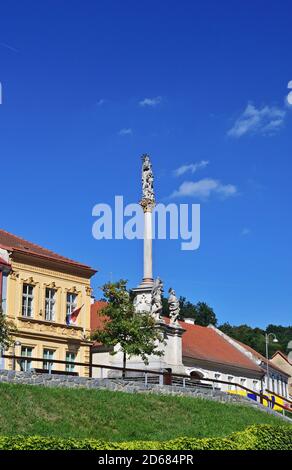 Holy Mary Column in Vranov nad Dyji, Moravia, Czech Republic, vertical Stock Photo