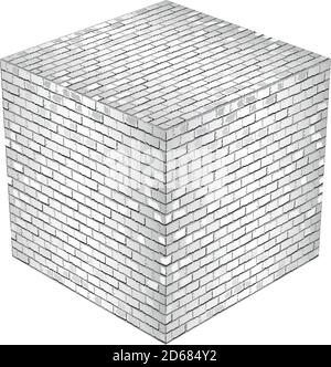 A cube made of white bricks - Illustration,  White abstract vector illustration Stock Vector