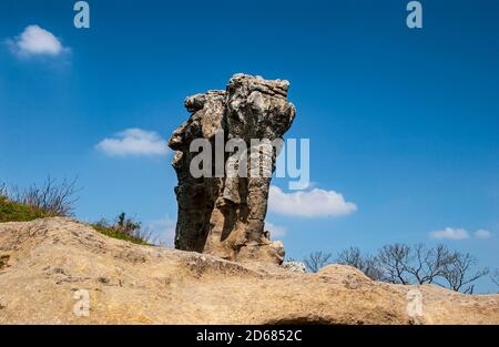 Italy Calabria - Cosenza Province - Campana - Giants of stone also called Pietre dell'Incavallicata, are two rock formations, believed to be actually megalithic sculptures, near Campana in the Sila National Park. Stock Photo