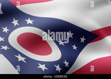 3d rendering of a detailed and textured Ohio USA State flag Stock Photo