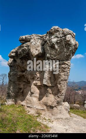 Italy Calabria - Cosenza Province - Campana - Giants of stone also called Pietre dell'Incavallicata, are two rock formations, believed to be actually megalithic sculptures, near Campana in the Sila National Park. Stock Photo