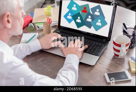 Leadership concept shown on a laptop screen Stock Photo