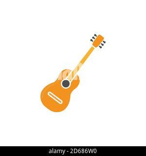 acoustic guitar flat symbol. Design template vector Stock Vector