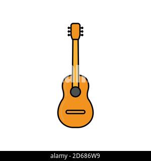 acoustic guitar flat symbol. Design template vector Stock Vector