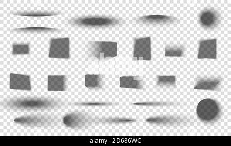 Realistic round shadow with soft edges. Gray round and oval shadows isolated on transparent background. Stock Vector