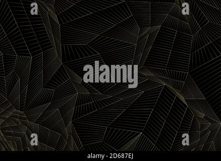 Luxury background with golden geometric lines mesh on black background. Vector illustration Stock Vector