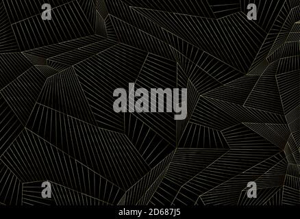 Luxury background with golden geometric lines mesh on black background. Vector illustration Stock Vector