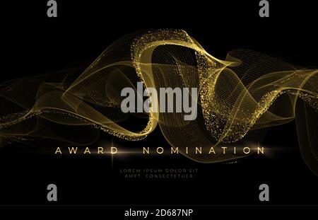 Awards ceremony Luxurious black background with golden glitter waves. Award Nomination Background. Vector illustration Stock Vector