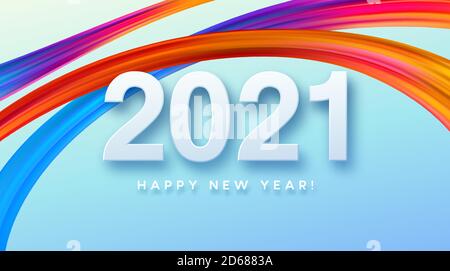 Happy New Year Vector Gradient Phrase Lettering Calligraphy Sticker ...