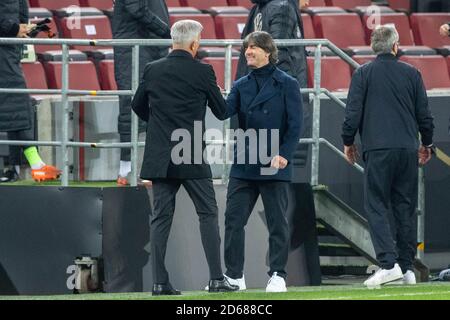 Vladimir PETKOVIC (left, coach, SUI) gives Joachim LOEW (Lv? W, Jogi, coach, Bundescoach, GER) the hand, handshake, soccer game, UEFA Nations League, Division A, Group 4, Germany (GER) - Switzerland (SUI) 3: 3, on October 13th, 2020 in Koeln/Germany. ¬ | usage worldwide Stock Photo