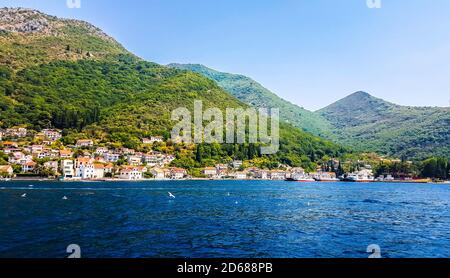 Kotor Bay (also the Bay of Kotor) - the largest bay on the Adriatic Sea, surrounded by the territory of Montenegro. Stock Photo
