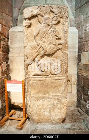 Flavinus Slab commemorating a Roman Standard Bearer. Hexham Abbey, Northumberland, England Stock Photo