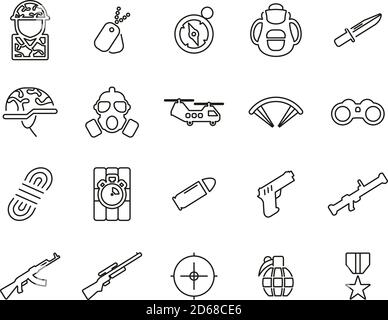 Commandos Or Special Forces Icons Thin Line Set Big Stock Vector