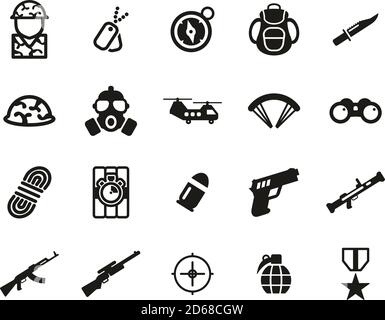 Commandos Or Special Forces Icons Black & White Set Big Stock Vector