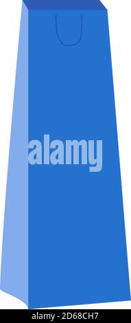 A simple vector illustration of a blue paper shopping bag, isolated object on the white background, eco-friendly concept Stock Vector