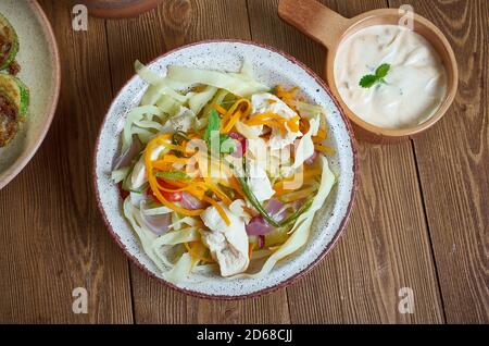 Pancit buko, coconut noodles,  Filipino dish made from very thin strips of young coconut Stock Photo