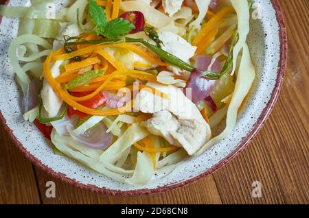 Pancit buko, coconut noodles,  Filipino dish made from very thin strips of young coconut Stock Photo