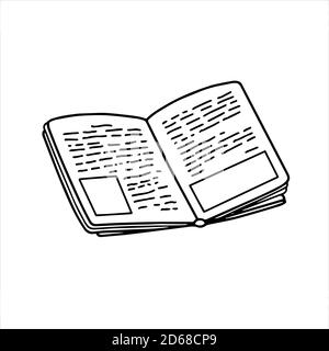 Vector outline illustration of a simple book of fairy tales, isolated object on the white background, clipart useful for any design purposes Stock Vector