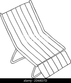 Hand drawn simple vector illustration of a deckchair, summer beach equipment Stock Vector