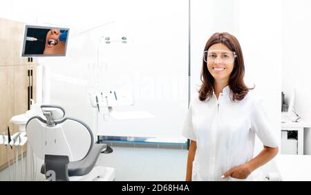 Portrait European dentist looking at the camera and smiling. Profession of dentist Stock Photo