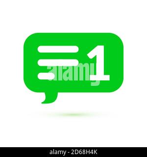 Green message counter, comment notification UI symbol Stock Vector