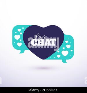 Love talk chat dating, heart shape in message bubble Stock Vector