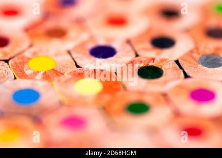 the ends of colored pencils, macro Stock Photo
