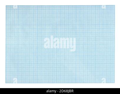 Blue grid scale paper sheet isolated on white background Stock Photo