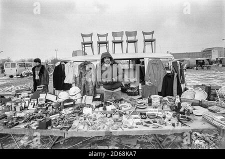 Flea market in Potsdamer platz (West Berlin) Stock Photo