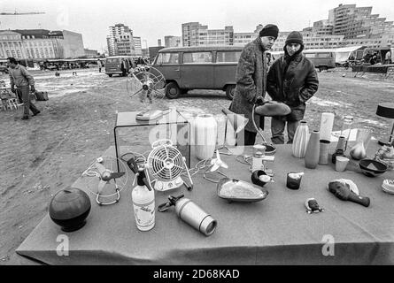 Flea market in Potsdamer platz (West Berlin) Stock Photo